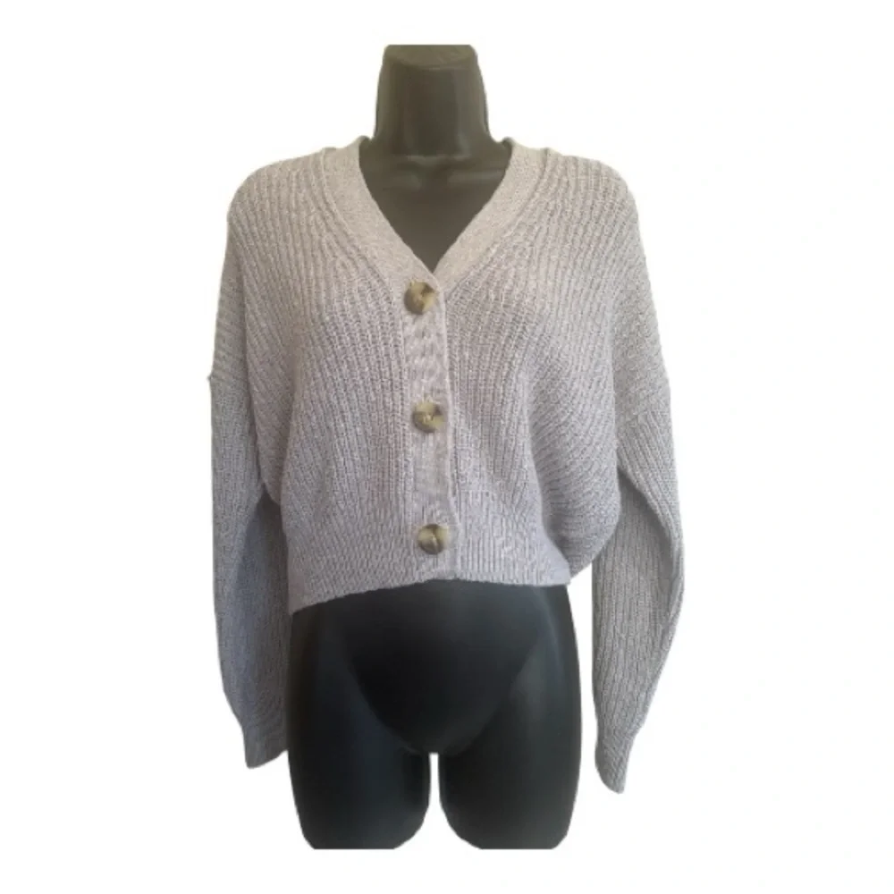 Madewell Brenville Crop Cardigan Light Purple Gray Women's Sweater Size S